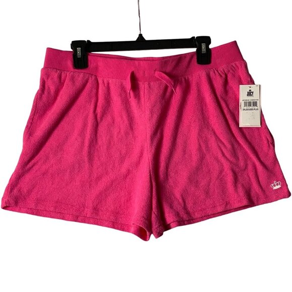 Juicy Couture Hot Pink Shorts Women Size 2XL Carmine Rose Terry Cloth Barbie NWT